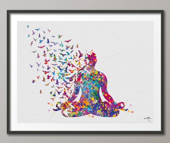 Yoga Sukhasana Pose Meditation Yoga Print Yoga Watercolor Print Yoga Gift