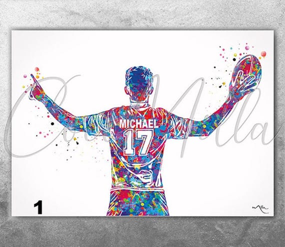 Personalized Rugby Player Watercolor Art Print-2563