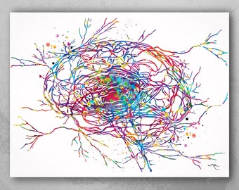 Epilepsy Brain Art Watercolor Print Abstract  Medical Art Science Neurology Brain Cell Psychiatry Therapy Art Doctor Poster Wall Art-1819