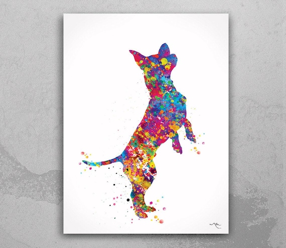 Colorful Chihuahua Watercolor Print, Dog Lover Gift-1508