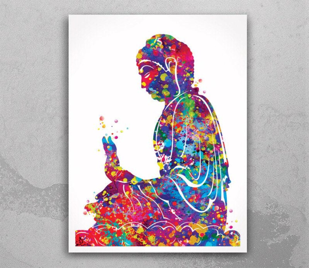 Buddha Yoga Pose Watercolor Print Wall Art Poster Buddhism Meditation ...