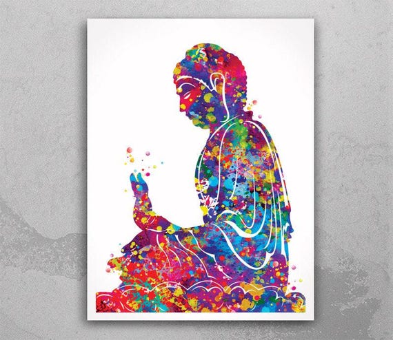 Buddha Watercolor Print, Yoga Pose, Meditation Art-2346