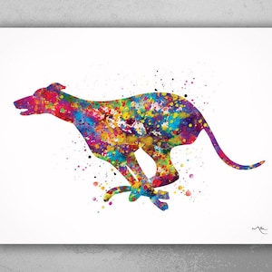 Greyhound Watercolor Print, Lurcher Dog, Greyhound Painting, Greyhound Running, Greyhound Print, Greyhound Gift, Dog Art, Dog Lover Gift-905