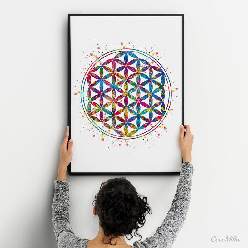 Flower of Life Watercolor Print, Sacred Geometry Wall Art-494 - Etsy