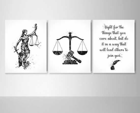 Lady Justice Watercolor Print Set – Law Office Decor, Graduation Gift-2236