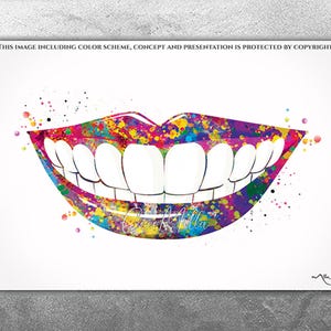 Smiling Mouth Dentist Art Watercolor Print Tooth Teeth Dental Office Tooth Bracelet Dentistry Dental Art Clinic Orthodontic Orthodontist-747