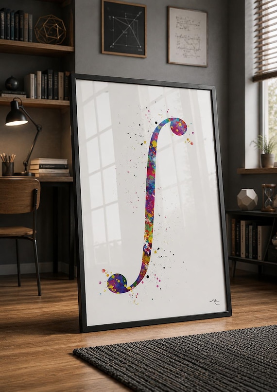 Integral Symbol Watercolor Art Print, Math Teacher Gift-1539