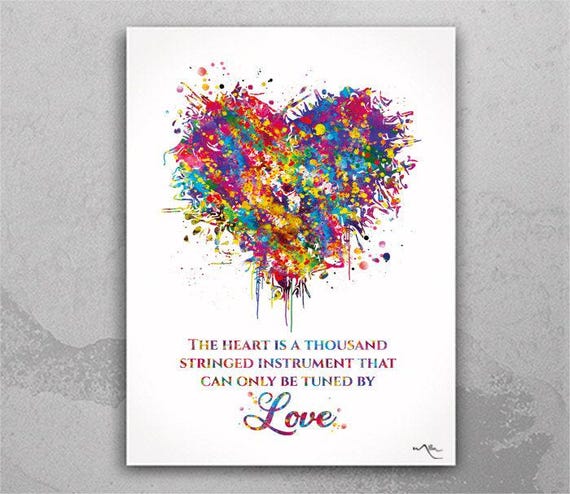 Watercolor Heart Love Quote Print - Valentine's Day Gift-2442