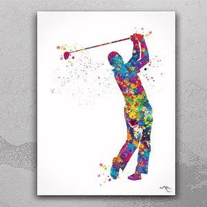 Golf Watercolor Print Gift for Golfers Golf Gift Golfer Golf Sports Painting Golf Poster Man Cave Art Gifts for Him Golf Art Wall Art-1160