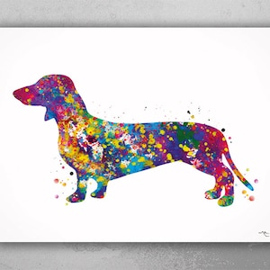 Dachshund Dog Watercolor Print Fine Art Dachshund Painting Print Children's Wall Art Dog Lover Doxie Teckel  Sausage Dog Art Dog Art-357