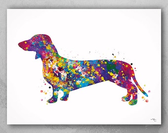 Dachshund Dog Watercolor Print Fine Art Dachshund Painting Print Children's Wall Art Dog Lover Doxie Teckel  Sausage Dog Art Dog Art-357