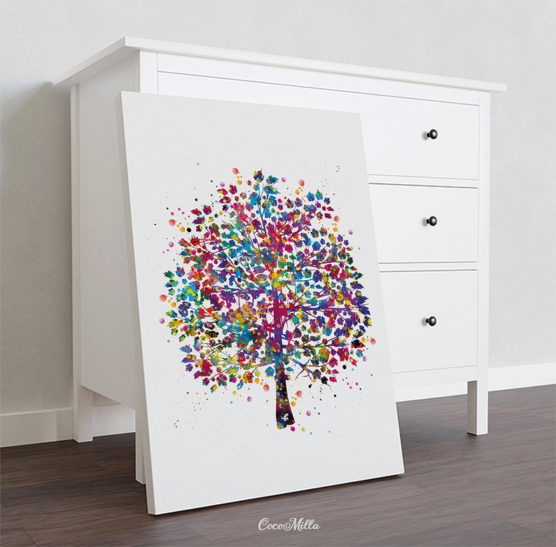 Tree Nature Love Watercolor Print Wedding Gift Fine Art Print Wall Art Decor Home Nursery Art Decor Family Love Wall Art Forest Hanging-181 image 3