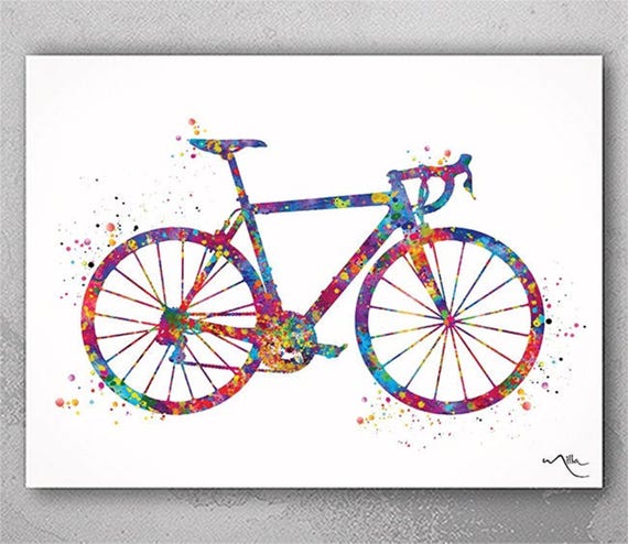 Road Bike Watercolor Art Print, Cyclist Gift-1782