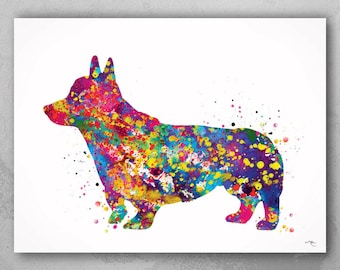 Pembroke Welsh Corgi Watercolor Print, Colorful Dog Art-1220