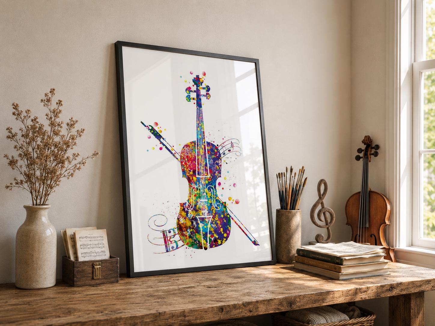 アート・デザイン・音楽 Silvia Minio-Paluello Yasuda Viola Watercolor Print, Music Room Wall Art-1990 - Etsy