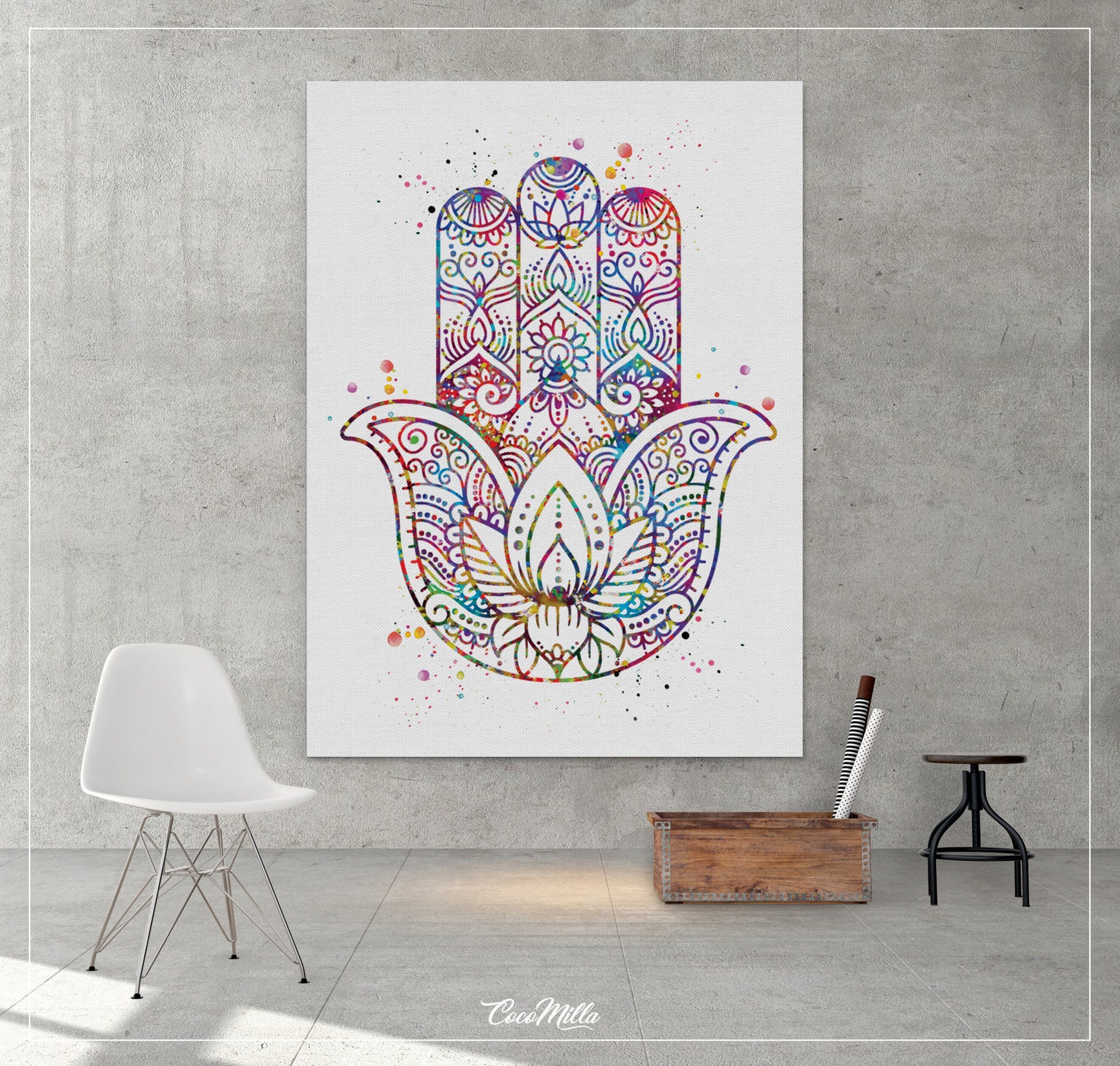 Hamsa Hand Kabbalah Hand Watercolor Art Print Art Wall Art | Etsy