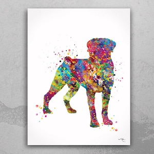 Rottweiler Dog Colored Watercolor Print Rottweiler Poster Gift Doglover Puppy Friend Security Dog Bodyguard Animal Dog Poster Dog Art-1506