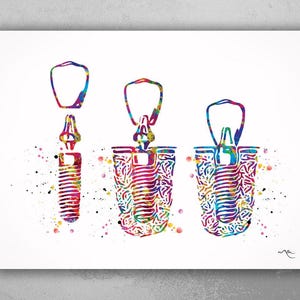 Dental Implant Watercolor Print Tooth Anatomical Art Dental Clinic Decor Dentistry Student Science Graduaiton Dentist Gift Doctor Art-1099