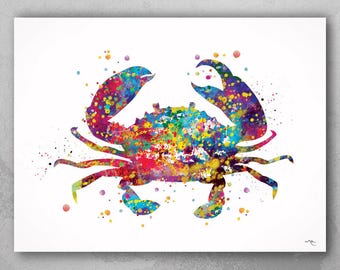 Crab Watercolor Print Sea Themed Art Nautical Decor Fishing Poster Ocean Decor Sea Life Coastal Living Home Decor Wall Art Hanging Gift-220