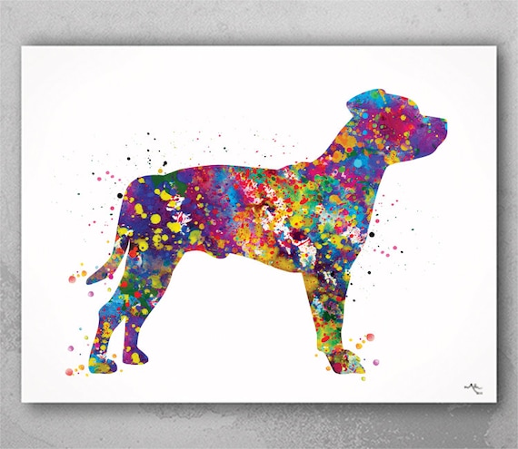 Staffordshire Bull Terrier Watercolor Dog Print Pet Gift Pet Dog Love Doglover Poster Dog Art Bull Terrier Memorial Gift Poster Dog-1622