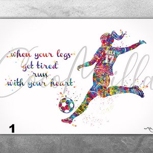 Soccer Player Personalized Watercolor Print Female Football Gift Soccer Player Girl Soccer Woman Personalized Gift Customize Wall Art-2574