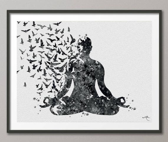 Yoga Decor Zen Yoga Watercolor Print Yoga Print Yoga Warrior Pose Yoga Gift