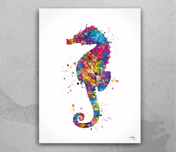 Seahorse Watercolor Print Sea Life Art Caostal Art Print Nautical Wall Art Poster Housewarming Gift Wall Decor Home Decor Wall Hanging-118