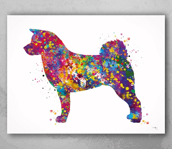 Akita Dog Watercolor Art Print: Colorful Dog Lover Gift-1948