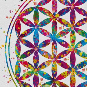 Flower of Life Watercolor Print, Sacred Geometry Wall Art-494 - Etsy