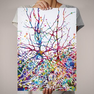 Neural Network Watercolor Print Abstract Medical Art Science Neurology ...