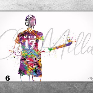 Field Hockey Player Women Girl Female Personalized Watercolor Print Sports Girl Teen Room Decor Personalized Gift Customize Wall Art-2387 image 6