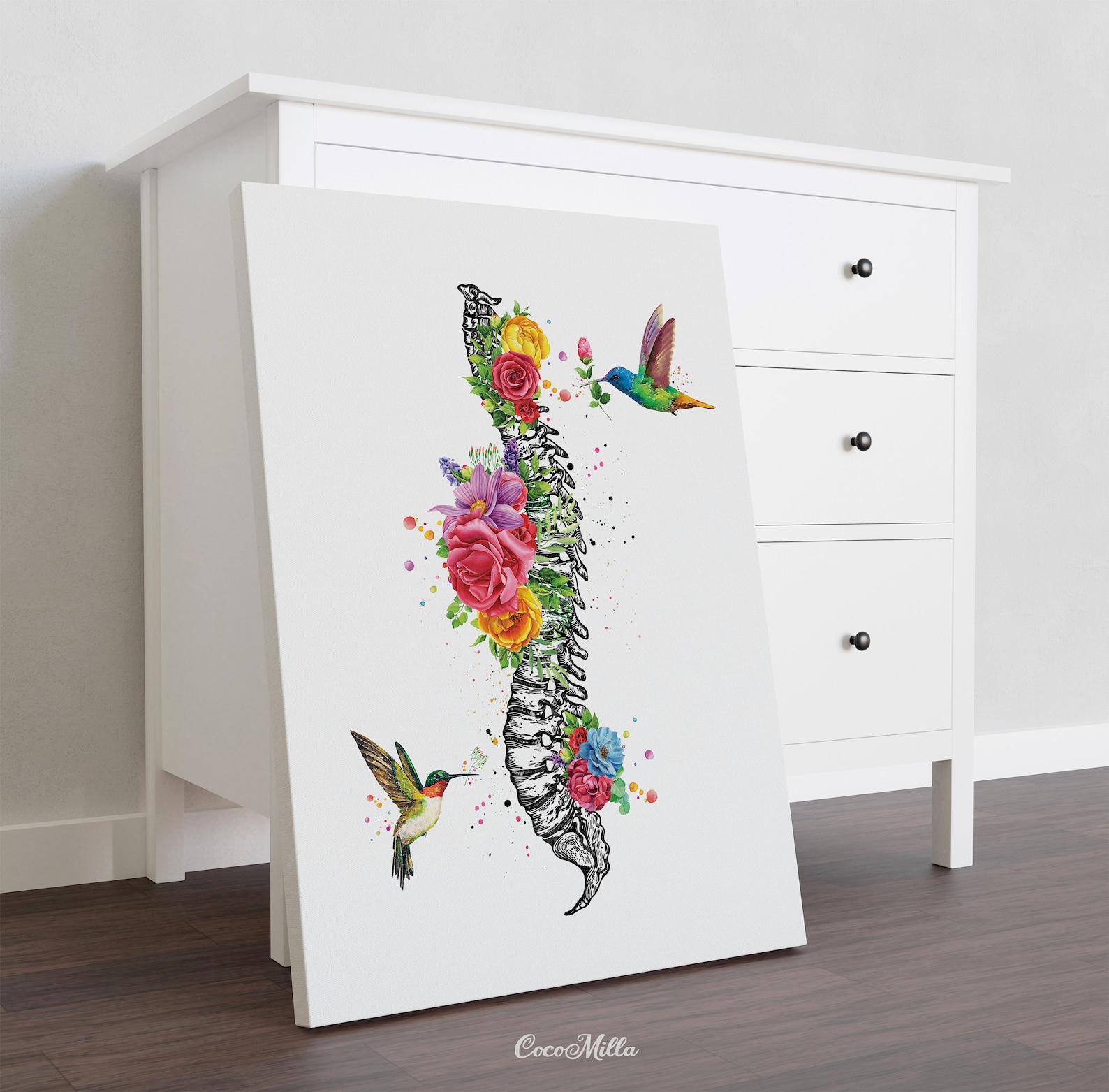 Spine Flowers and Birds Watercolor Print Spine Anatomy Medical Etsy