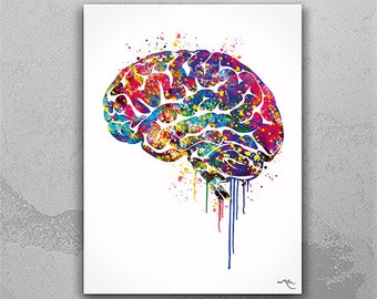 Brain Anatomy Watercolor Print Medical Art Science Art Wall Decor Wall Art Neurology Human Brain Doctor Gift Science Poster Wall Hanging-428