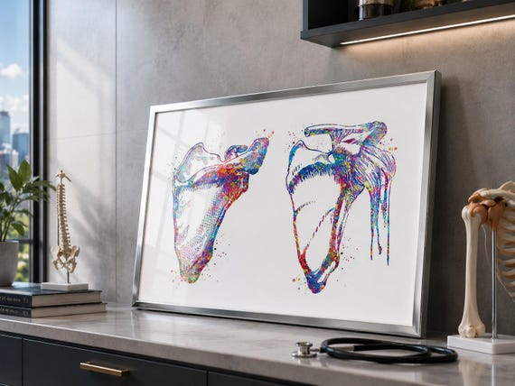 Shoulder Bones Watercolor Print: Scapula & Clavicle Anatomy Art-439