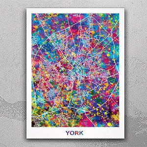 York City Map United Kingdom Watercolor Print Art City Map Art Housewarming Gift Office Decor Wall Decor Art Home Decor Wall Hanging-2651