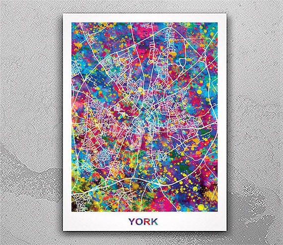 York City Map United Kingdom Watercolor Print Art City Map Art Housewarming Gift Office Decor Wall Decor Art Home Decor Wall Hanging-2651