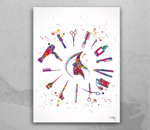 Hairdresser Watercolor Art Print, Hair Salon Decor-1791