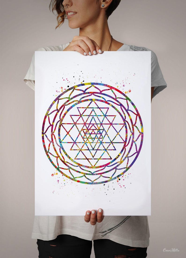 Sri Yantra Watercolor Print: Sacred Geometry Wall Art-1991 - Etsy