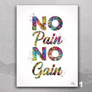 NO Pain NO Gain Watercolor Print Wall Art Sport Motivation Quote Poster Workout Room Decor Exercise Inspirational Gym Weightlifter Gift-2767
