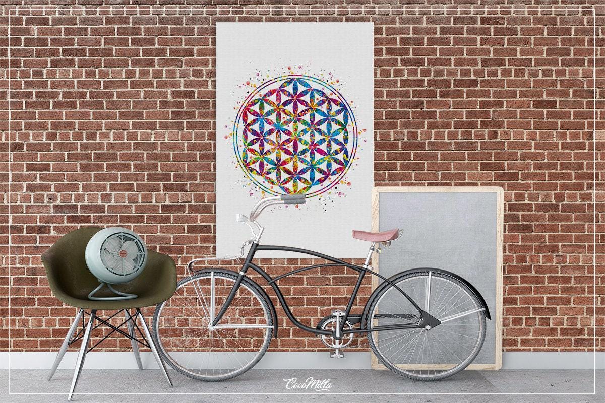 Flower of Life Watercolor Print, Sacred Geometry Wall Art-494 - Etsy