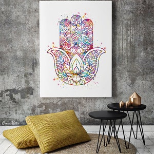 Hamsa Hand Kabbalah Hand Watercolor Print Art Wall Art Poster - Etsy