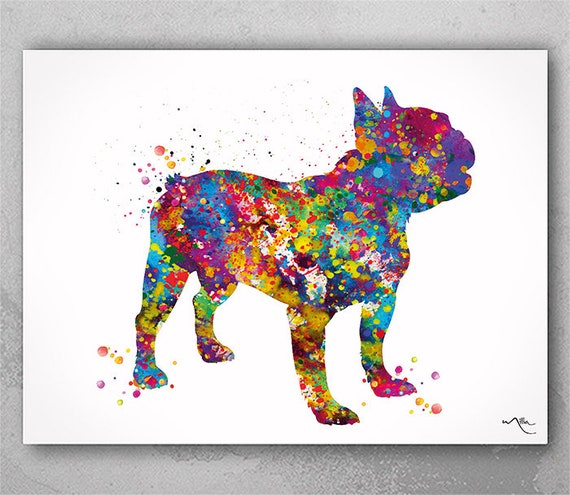 French Bulldog Art Print, Colorful Watercolor Frenchie Dog Poster-1195
