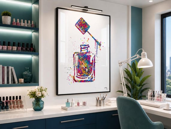 Nail Polish Watercolor Art Print, Beauty Salon Decor-1073