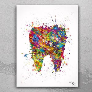 Tooth Art Watercolor Print Teeth Anatomical Art Dental Clinic Decor Wall Art Dentistry Office Dental Practice Dentist Gift Doctor Art-2356