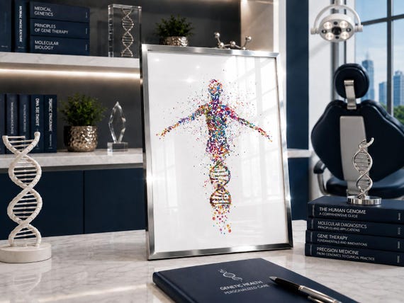 DNA Watercolor Print, Human Anatomy Art, Medical Science Decor-1021