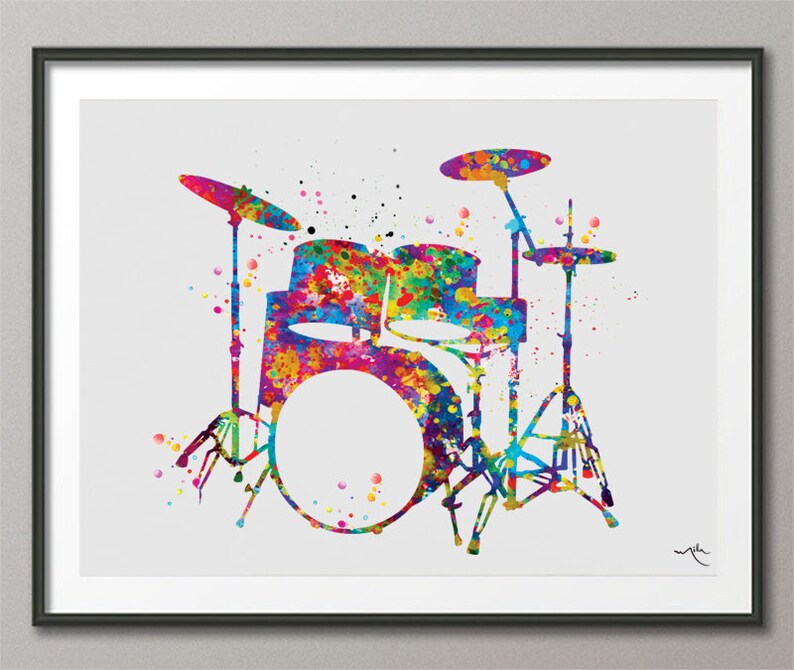 Drums Watercolor Print Drum Set Music Instrument Wall Art Etsy