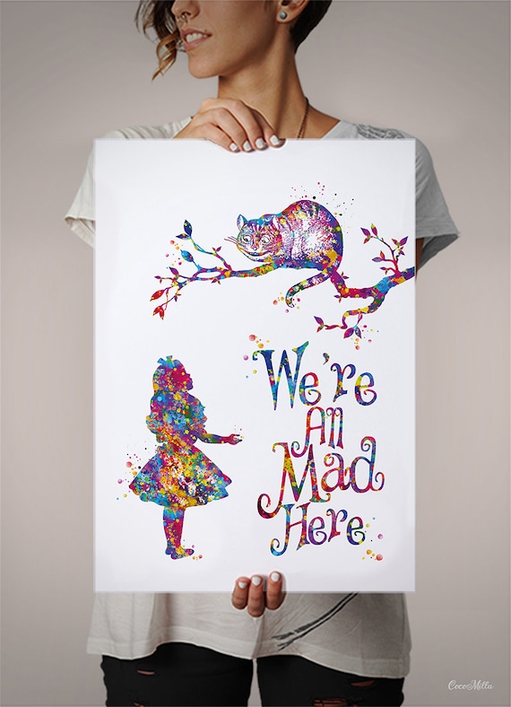 Alice in Wonderland Wrapping Paper We're All Mad Here Gift Wrap