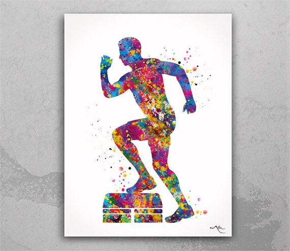 Watercolor Step Board Exercise Print, Gym Fitness Art-2426