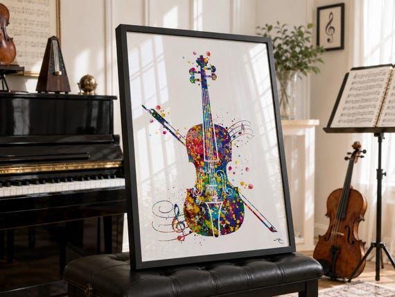 Watercolor Cello Art Print, Music Wall Decor-1135