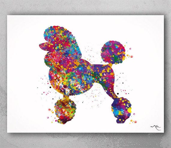 Colorful Poodle Watercolor Print - Dog Lover Art-1248
